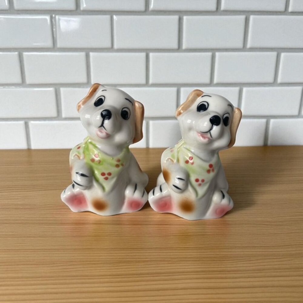 Vintage Cute Dog SAlt and Pepper Shakers.